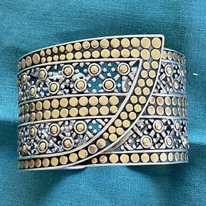 JOHN HARDY Silver & Gold Wide Jaisalmer Dot Kick Cuff Bracelet